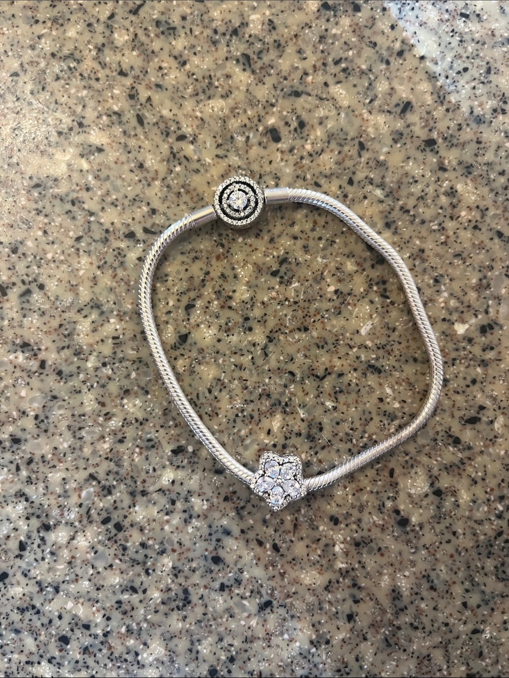 Pandora Silver Bracelet with Sparkling Flower Charm